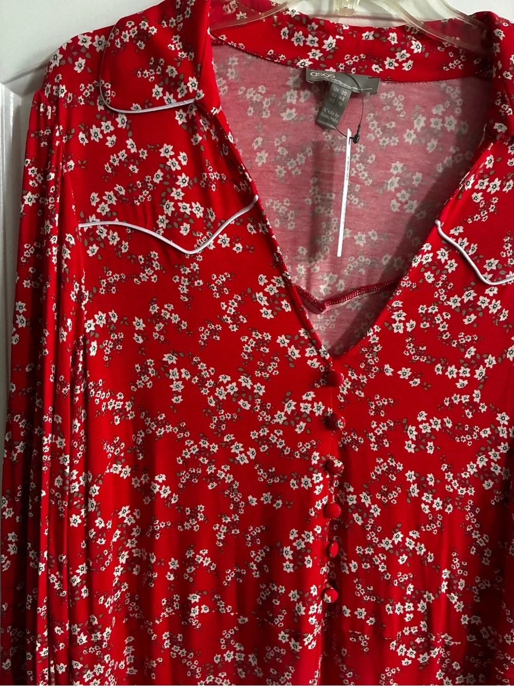 ASOS Red Floral Maxi Dress with White Blossom Print